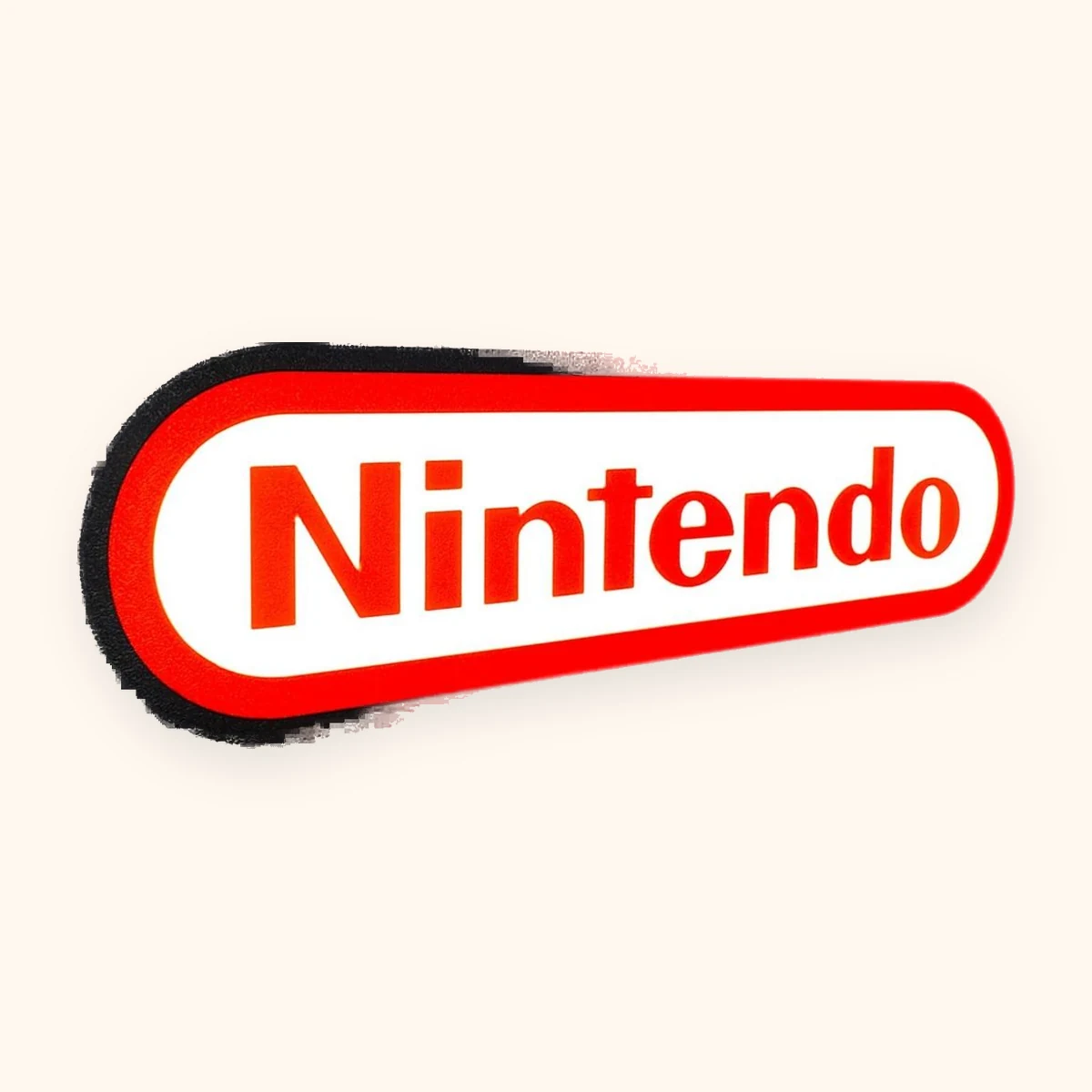 Letrero luminoso rectangular con logotipo de marca a dos colores